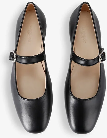 Womens Black Mary Jane Leather Ballet Flats Eur 38/5 Uk Women - Image 2