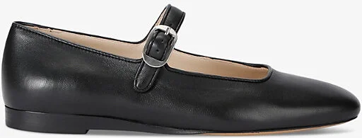 Womens Black Mary Jane Leather Ballet Flats Eur 38/5 Uk Women