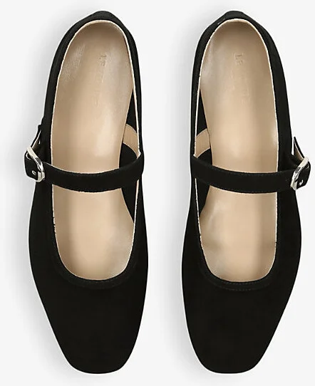 Womens Black Mary Jane Square-Toe Suede Pumps Eur 39 / 6 Uk Women - Image 2