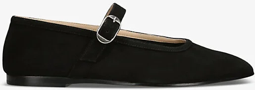 Womens Black Mary Jane Square-Toe Suede Pumps Eur 39 / 6 Uk Women