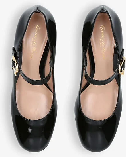 Womens Black Mary Ribbon 45 Patent-Leather Heeled Courts Eur 41 / 8 Uk Women - Image 2