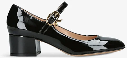 Womens Black Mary Ribbon 45 Patent-Leather Heeled Courts Eur 41 / 8 Uk Women