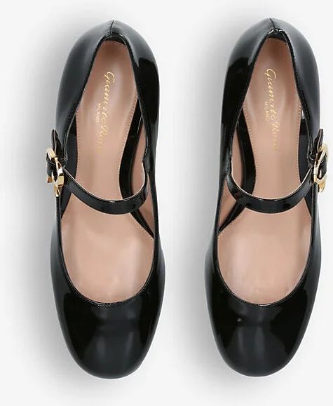 Womens Black Mary Ribbon Vernice Patent-Leather Heeled Courts Eur 38.5 / 5.5 Uk Women - Image 2