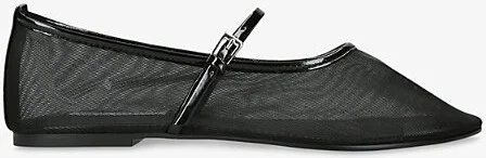 Womens Black Mash Mesh Mary Jane Flats Eur 41 / 8 Uk Women