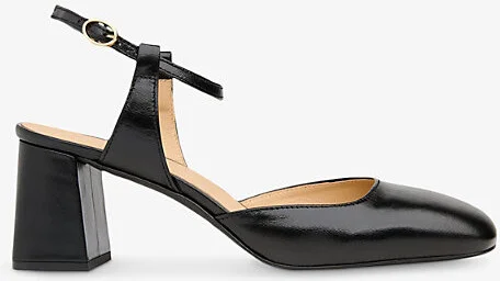Womens Black Matilda Block-Heel Leather Slingback Shoes Eur 41 / 8 Uk Women