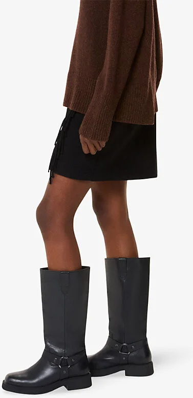 Womens Black Matteo Leather Heeled Knee-High Boots Eur 36 / 3 Uk Women - Image 2