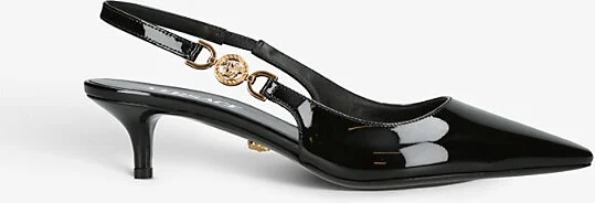 Womens Black Medusa 40 Patent-Leather Slingback Courts Eur 39 / 6 Uk Women
