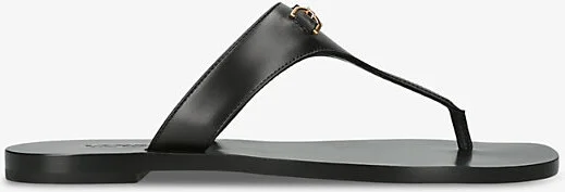 Womens Black Medusa Gold-Tone Hardware Sliders Eur 38.5 / 5.5 Uk Women