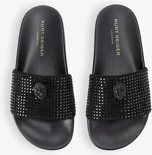 Womens Black Meena Eagle-Embellished Flat Rubber Slides Eur 37 / 4 Uk Women - Image 2