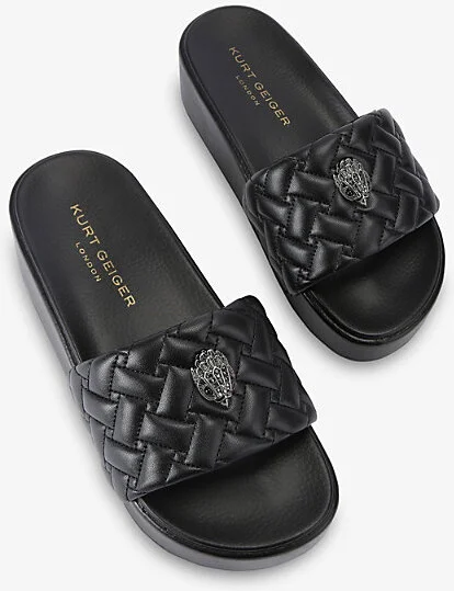 Womens Black Meena Eagle Faux-Leather Platform Sandals Eur 38/5 Uk Women - Image 2