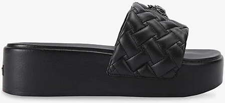 Womens Black Meena Eagle Faux-Leather Platform Sandals Eur 38/5 Uk Women