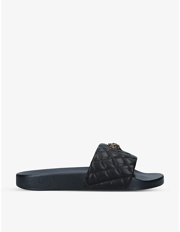 Womens Black Meena Eagle Rubber Sliders Eur 40 / 7 Uk Women