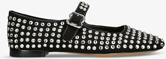 Womens Black Michaela Rhinestone-Embellished Ballet Flats Eur 39 / 6 Uk Women