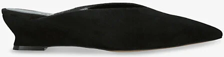 Womens Black Micro Wedge Suede Mules Eur 41 / 8 Uk Women