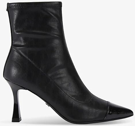 Womens Black Midnight Faux-Leather Ankle Boots Eur 41 / 8 Uk Women