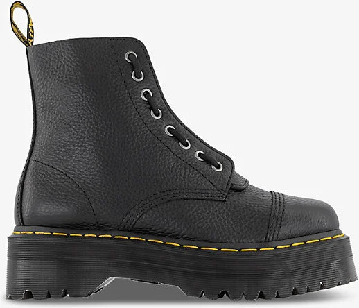 Womens Black Milled Sinclair Tonal-Stitched Zip-Up Leather Ankle Boots Eur 39 / 6 Uk Women