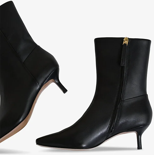 Womens Black Millie Kitten-Heel Leather Ankle Boots Eur 37 / 4 Uk Women - Image 2