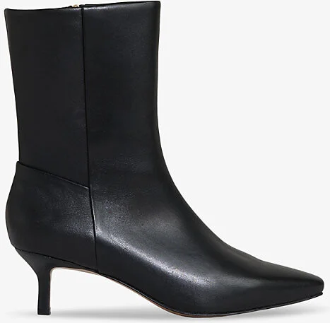 Womens Black Millie Kitten-Heel Leather Ankle Boots Eur 37 / 4 Uk Women