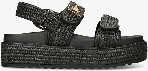 Womens Black Millo Double-Strap Flat Raffia Sandals Eur 42/ 9 Uk Women
