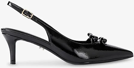 Womens Black Moda Patent-Leather Heeled Slingbacks Eur 42/ 9 Uk Women