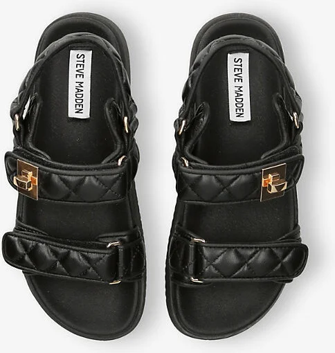 Womens Black Mona-Q Leather Flat Sandals Eur 38/5 Uk Women - Image 2