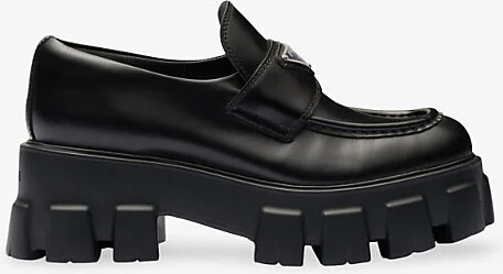 Womens Black Monolith Logo-Plaque Leather Loafers Eur 35 / 2 Uk Women