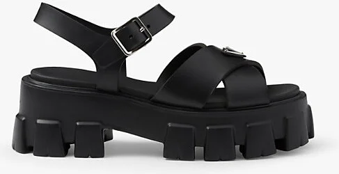 Womens Black Monolith Logo-Plaque Rubber Heeled Sandals Eur 36.5 / 3.5 Uk Women