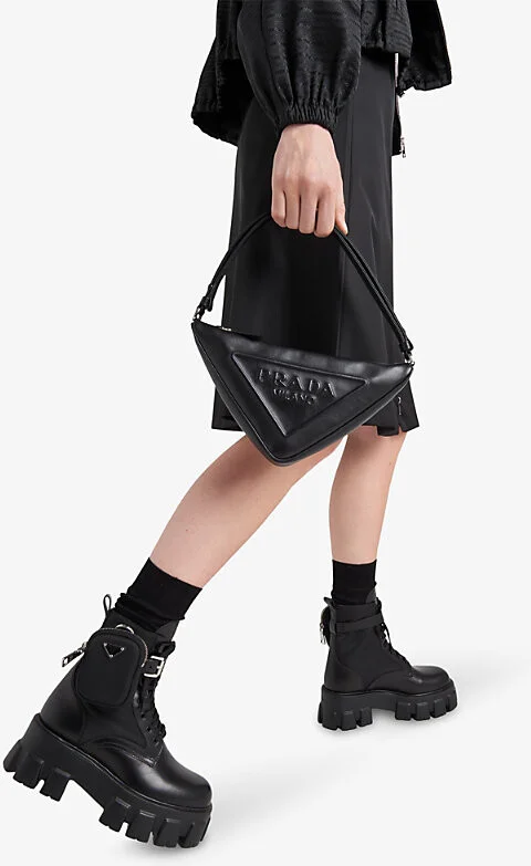 Womens Black Monolith Pouch-Embellished Platform-Sole Leather Boots Eur 39.5 / 6.5 Uk Women - Image 2