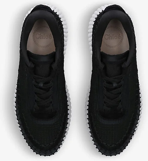 Womens Black Nama Embroidered Suede and Recycled Mesh Trainers Eur 38/5 Uk Women - Image 2