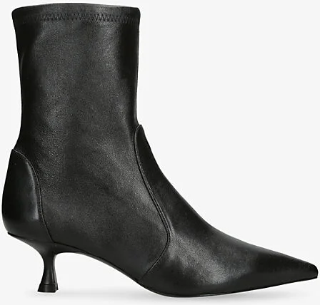Womens Black Naomi Leather Heeled Ankle Boots Eur 39.5 / 6.5 Uk Women
