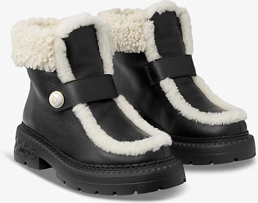 Womens Black/Natural Shea Shearling-Lined Suede Ankle Boots Eur 38.5 / 5.5 Uk Women - Image 2