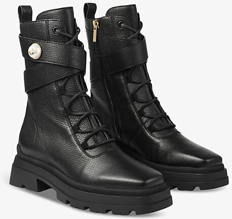 Womens Black Noemi 45 Logo-Embellished Grained-Leather Heeled Ankle Boots Eur 40 / 7 Uk Women - Image 2