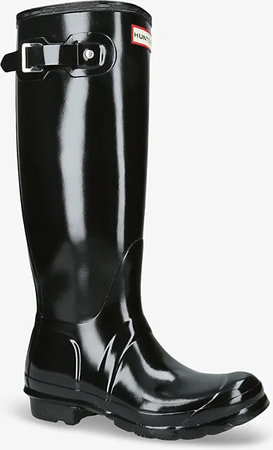 Womens Black Original Gloss Rubber Wellington Boots Eur 39 / 6 Uk Women - Image 2