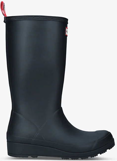 Womens Black Original Play Tall Rubber Wellington Boots Eur 38/5 Uk Women