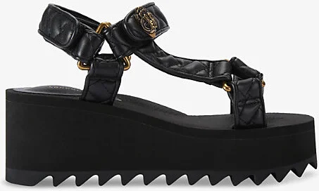 Womens Black Orion Pump Faux-Leather Sandals Eur 39 / 6 Uk Women