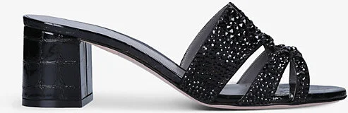 Womens Black Orsay Crystal-Embellished Leather Sandals Eur 38/5 Uk Women