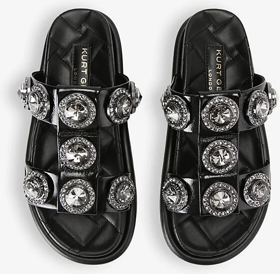 Womens Black Orson Crystal-Embellished Flat Leather Sandals Eur 39 / 6 Uk Women - Image 2