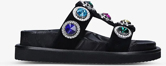 Womens Black Orson Crystal-Embellished Suede Sandals Eur 40 / 7 Uk Women