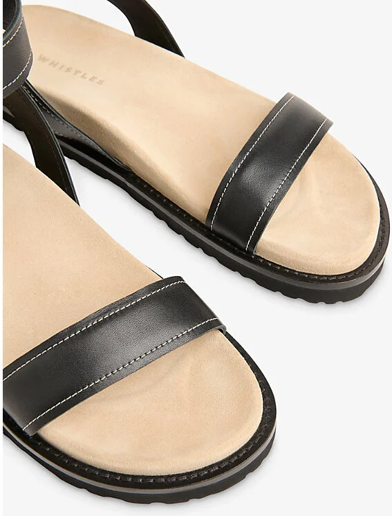 Womens Black Ottie Flat Leather Sandals Eur 40 / 7 Uk Women - Image 2