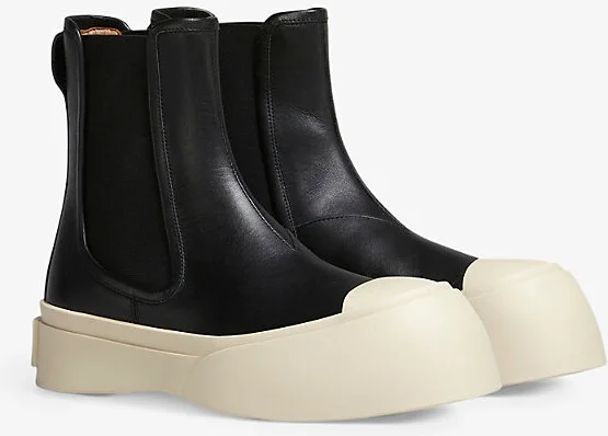 Womens Black Pablo Chunky-Sole Leather Ankle Boots Eur 37 / 4 Uk Women - Image 2