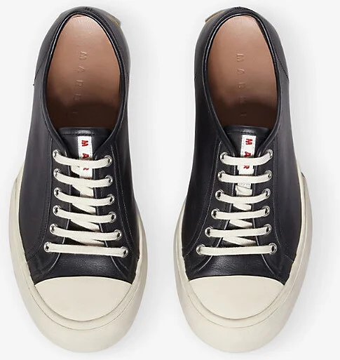 Womens Black Pablo Platform-Sole Leather Low-Top Trainers Eur 40 / 7 Uk Women - Image 2