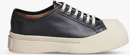 Womens Black Pablo Platform-Sole Leather Low-Top Trainers Eur 40 / 7 Uk Women