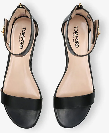 Womens Black Padlock Leather Flat Sandals Eur 39.5 / 6.5 Uk Women - Image 2