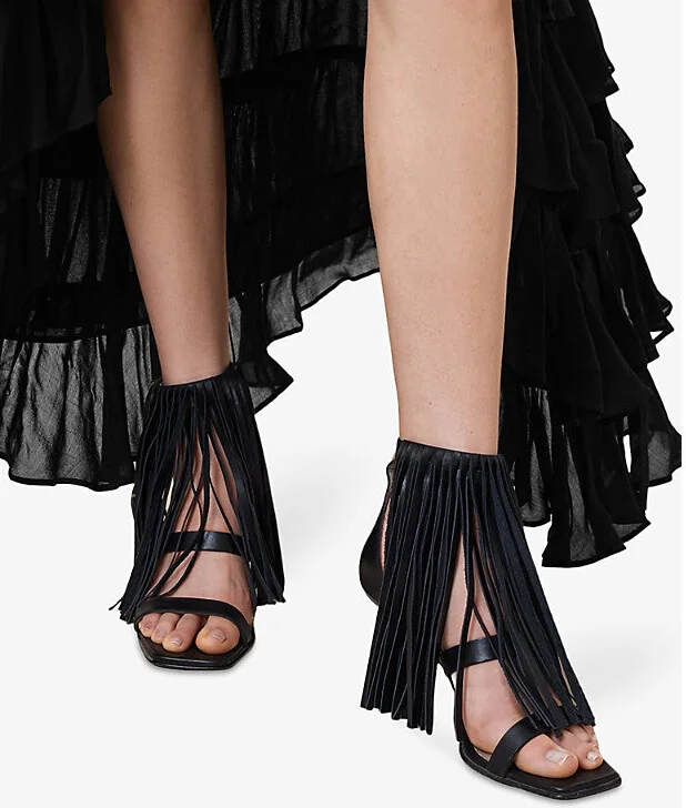 Womens Black Paola Leather Heeled Sandals Eur 38/5 Uk Women - Image 2