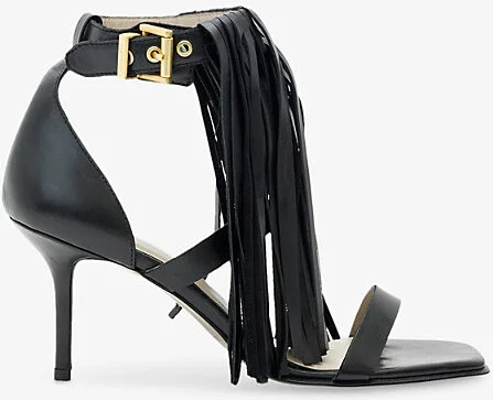 Womens Black Paola Leather Heeled Sandals Eur 38/5 Uk Women