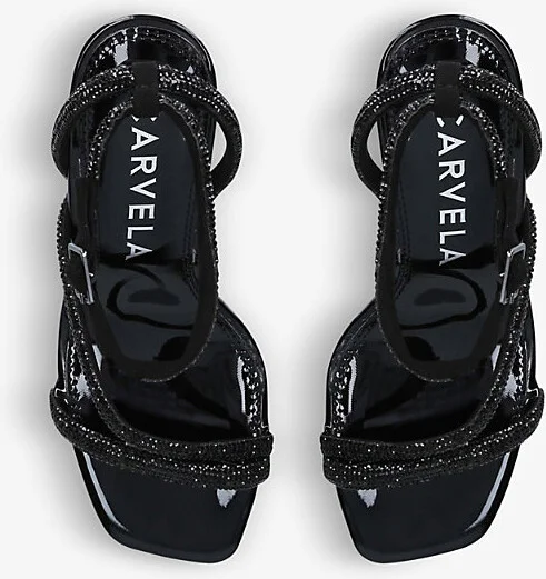 Womens Black Paparazzi Heeled Rhinestone-Encrusted Sandals Eur 36 / 3 Uk Women - Image 2