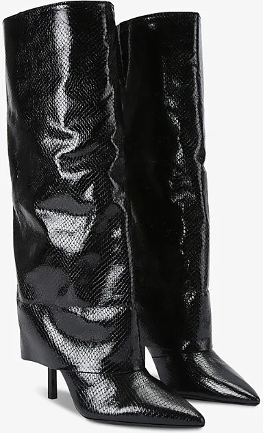 Womens Black Passion Cuff Pointed-Toe Heeled Faux Leather Boots Eur 36 / 3 Uk Women - Image 2