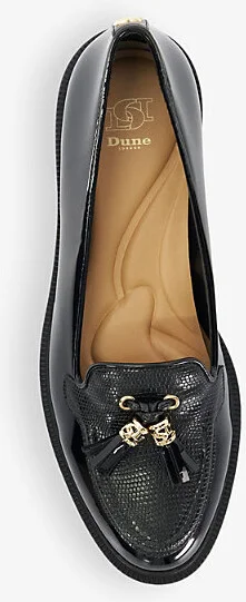 Womens Black Patent Synthetic Grape Textured-Vamp Patent Loafers Eur 38/5 Uk Women - Image 2