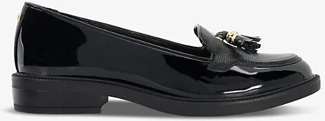 Womens Black Patent Synthetic Grape Textured-Vamp Patent Loafers Eur 38/5 Uk Women