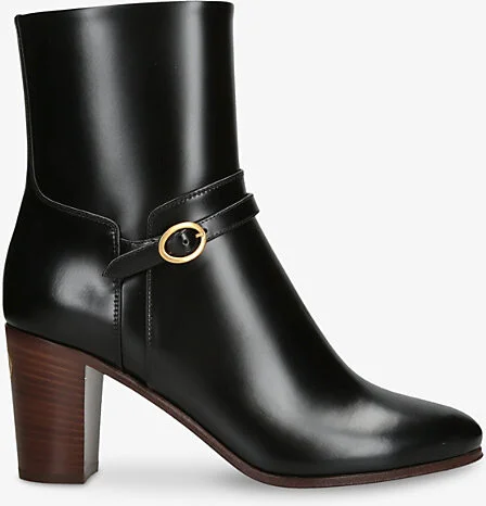 Womens Black Pattie 75 Leather Heeled Ankle Boots Eur 40 / 7 Uk Women